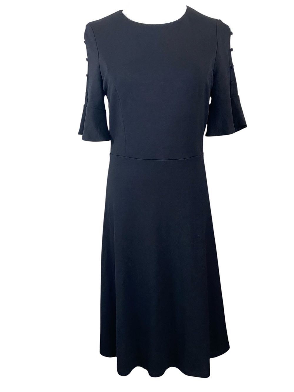 Boden Womens Dress Size 10 Black A-Line Knee Length Button Sleeve Career Church
